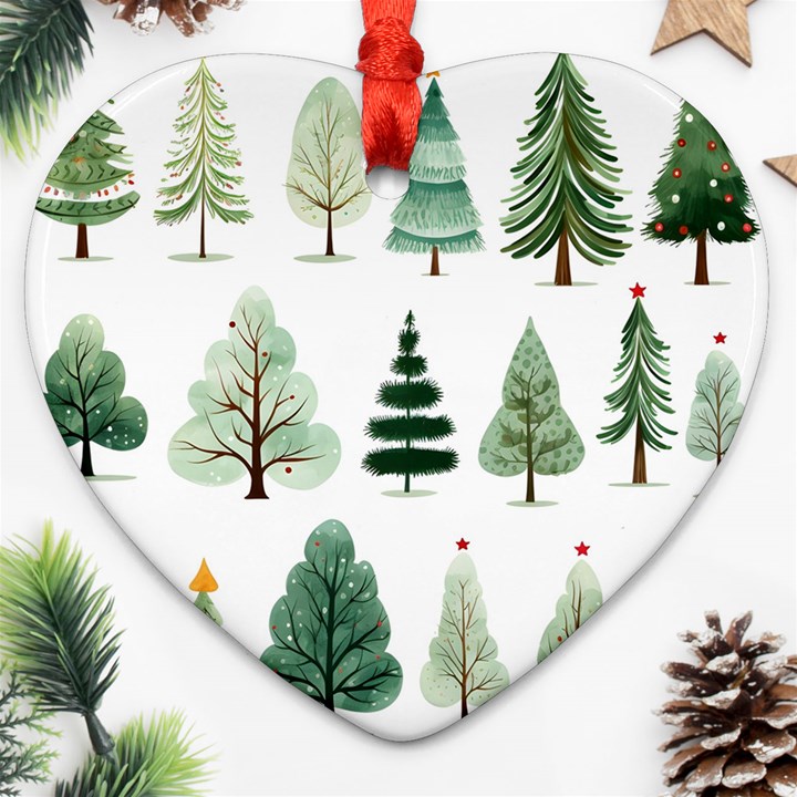 Christmas Trees Heart Ornament (Two Sides)