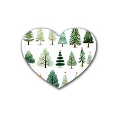 Christmas Trees Rubber Coaster (heart) by Vaneshop