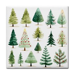 Christmas Xmas Trees Tile Coaster by Vaneshop