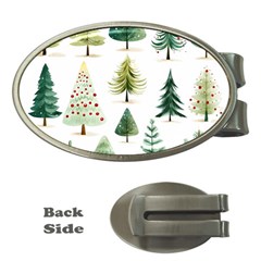 Christmas Xmas Trees Money Clips (oval)  by Vaneshop