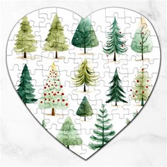 Christmas Xmas Trees Jigsaw Puzzle (heart) by Vaneshop