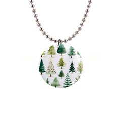 Christmas Xmas Trees 1  Button Necklace by Vaneshop