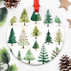 Christmas Xmas Trees Round Ornament (two Sides) by Vaneshop