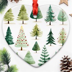 Christmas Xmas Trees Heart Ornament (two Sides) by Vaneshop