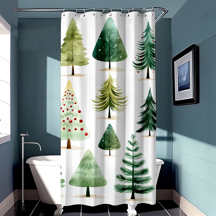 Christmas Xmas Trees Shower Curtain 36  x 72  (Stall) 