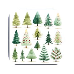 Christmas Xmas Trees Square Metal Box (black)