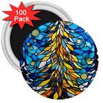 Stained Glass Winter 3  Magnets (100 pack) Front