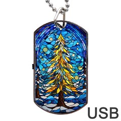 Stained Glass Winter Dog Tag Usb Flash (one Side) by Vaneshop