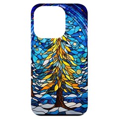 Stained Glass Winter Iphone 14 Pro Black Uv Print Case