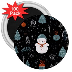 Snowman Christmas 3  Magnets (100 Pack) by Vaneshop