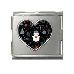 Snowman Christmas Mega Link Heart Italian Charm (18mm) by Vaneshop