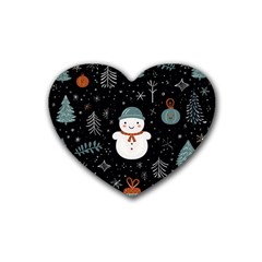 Snowman Christmas Rubber Coaster (heart) by Vaneshop