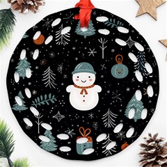 Snowman Christmas Ornament (round Filigree) by Vaneshop