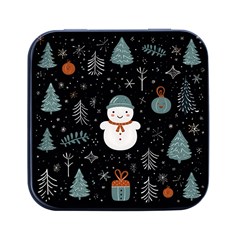 Snowman Christmas Square Metal Box (black) by Vaneshop