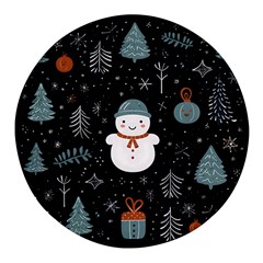 Snowman Christmas Round Glass Fridge Magnet (4 Pack) by Vaneshop