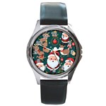 Christmas Santa Claus Round Metal Watch Front