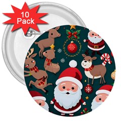 Christmas Santa Claus 3  Buttons (10 pack) 