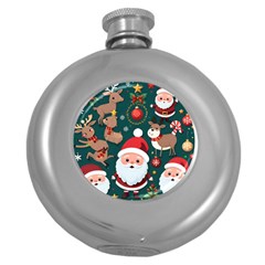 Christmas Santa Claus Round Hip Flask (5 Oz) by Vaneshop