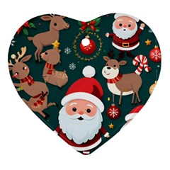 Christmas Santa Claus Heart Ornament (two Sides) by Vaneshop