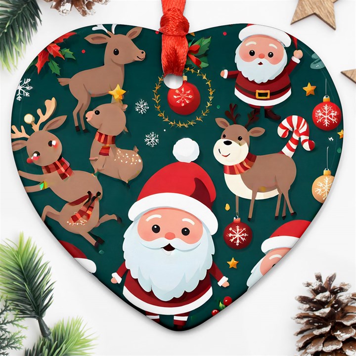 Christmas Santa Claus Heart Ornament (Two Sides)