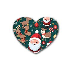 Christmas Santa Claus Rubber Coaster (heart) by Vaneshop