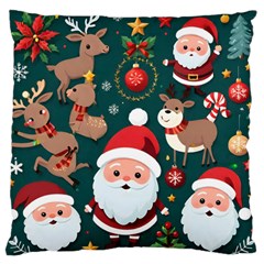 Christmas Santa Claus Large Premium Plush Fleece Cushion Case (Two Sides)