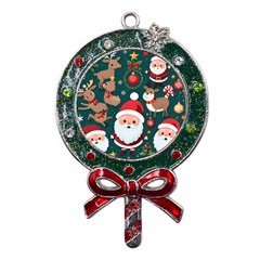 Christmas Santa Claus Metal X mas Lollipop With Crystal Ornament