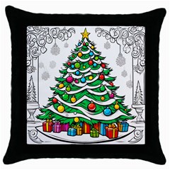 Christmas Tree Throw Pillow Case (Black)