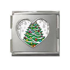 Christmas Tree Mega Link Heart Italian Charm (18mm)