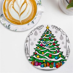 Christmas Tree UV Print Round Tile Coaster