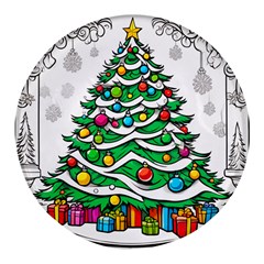 Christmas Tree Round Glass Fridge Magnet (4 pack)