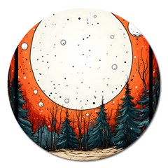 Moon Night Nature Dream Sky Magnet 5  (round) by Vaneshop