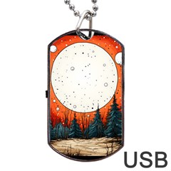 Moon Night Nature Dream Sky Dog Tag Usb Flash (one Side) by Vaneshop