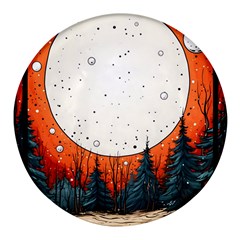 Moon Night Nature Dream Sky Round Glass Fridge Magnet (4 Pack) by Vaneshop