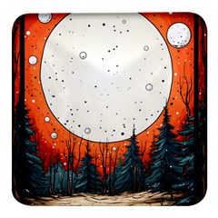 Moon Night Nature Dream Sky Square Glass Fridge Magnet (4 Pack) by Vaneshop