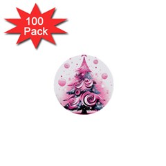 Winter Christmas Snow Xmas Tree 1  Mini Buttons (100 Pack)  by Vaneshop