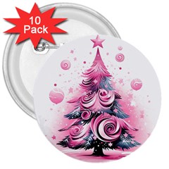 Winter Christmas Snow Xmas Tree 3  Buttons (10 Pack)  by Vaneshop