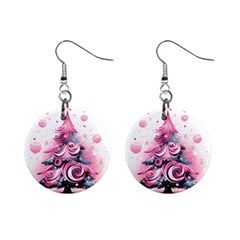 Winter Christmas Snow Xmas Tree Mini Button Earrings by Vaneshop