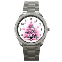 Winter Christmas Snow Xmas Tree Sport Metal Watch by Vaneshop