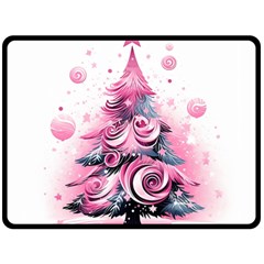 Winter Christmas Snow Xmas Tree Fleece Blanket (large) by Vaneshop