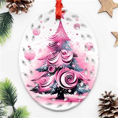 Winter Christmas Snow Xmas Tree Ornament (oval Filigree) by Vaneshop