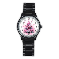 Winter Christmas Snow Xmas Tree Stainless Steel Round Watch by Vaneshop