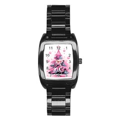 Winter Christmas Snow Xmas Tree Stainless Steel Barrel Watch by Vaneshop