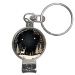 Christmas Winter Xmas Scene Nature Forest Tree Moon Nail Clippers Key Chain Front