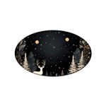 Christmas Winter Xmas Scene Nature Forest Tree Moon Sticker (Oval) Front