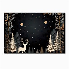 Christmas Winter Xmas Scene Nature Forest Tree Moon Postcard 4 x 6  (pkg Of 10) by Vaneshop