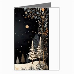 Christmas Winter Xmas Scene Nature Forest Tree Moon Greeting Card