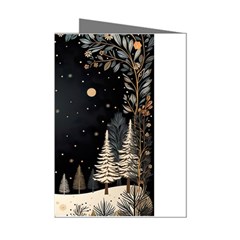 Christmas Winter Xmas Scene Nature Forest Tree Moon Mini Greeting Cards (pkg Of 8) by Vaneshop