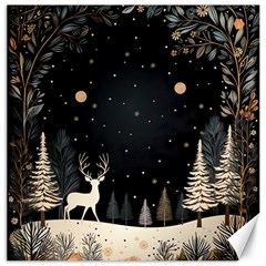 Christmas Winter Xmas Scene Nature Forest Tree Moon Canvas 20  X 20  by Vaneshop