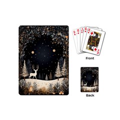 Christmas Winter Xmas Scene Nature Forest Tree Moon Playing Cards Single Design (mini) by Vaneshop